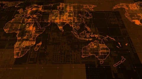 Technology background world map animatio... | Stock Video | Pond5