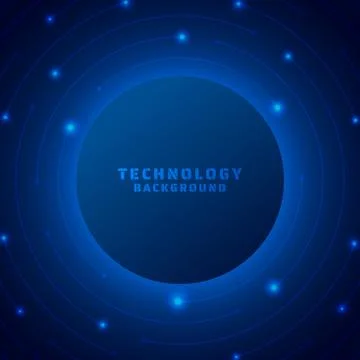 Technology banner circle shape design color dark blue light glow style Stock Illustration