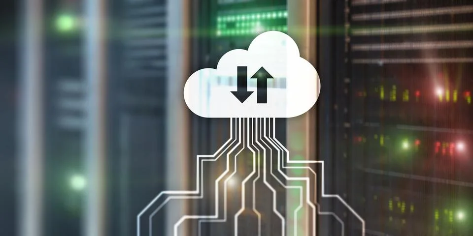 Technology Banner. Cloud Networking Data Storage Internet Concept on blurred  Stock Photos