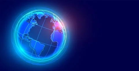 Technology banner with digital earth 스톡 일러스트