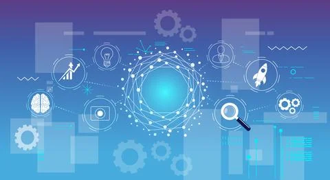 Technology Banner with HUD elements イラスト素材