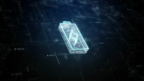 Technology battery high power electric energy, Battery to electric cars Stock Footage 217652884