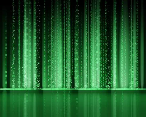 Technology Binary abstract background, matrix style, green color, falling Stock Illustration