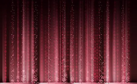 Technology Binary abstract background, matrix style, red color, falling numbers Stockillustratie