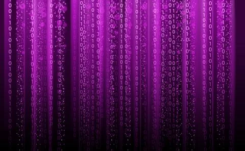 Technology Binary abstract background, matrix style, purple color, falling Illustrazione stock