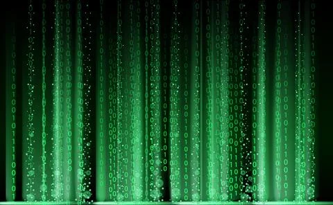Technology Binary abstract background, matrix style, green color, falling Stock Illustration