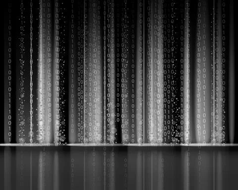Technology Binary abstract background, matrix style, black color, falling 库存插图