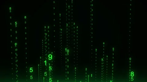 Technology binary code. Random falling green digits on screen. Видео 229117743