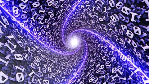 Technology Binary Numbers on the Tunnel Wall Animation, Loop Stock Footage 255426279