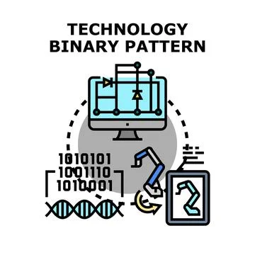 Technology binary pattern programming and engineering concept Stockillustratie