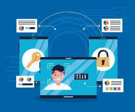 Technology biometric face scan security key Stock-Illustration