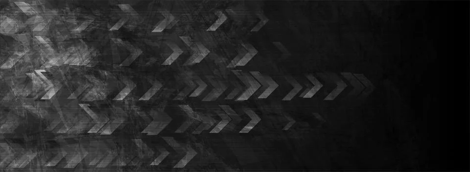 Technology black abstract grunge background with arrows Stock Illustration