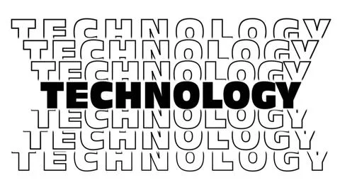 TECHNOLOGY - black lettering with repeating effect on white background Illustrazione stock