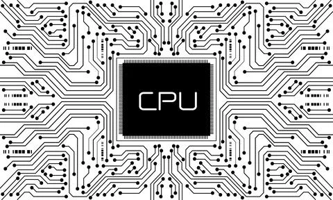 Technology black white circuit microprocessor cyber futuristic pattern design Stock Illustration