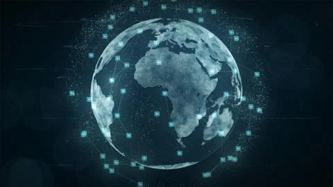 Technology block chain. Illustrazione stock