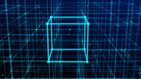 Technology blockchain concept. Dynamic movement of a digital data stream. Stock Illustration