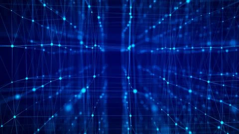 Technology blockchain concept. Dynamic movement of a digital data flow. Net.. イラスト素材