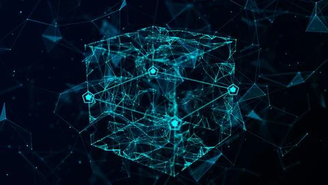 Technology blockchain concept. Network connection structure. Stock Illustration