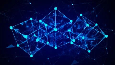 Technology blockchain concept. Visualization of the dynamic flow of the cry.. 스톡 일러스트