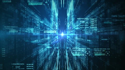 Technology blockchain data network with nodes and lines, Futuristic digital. Stock Footage 310865835