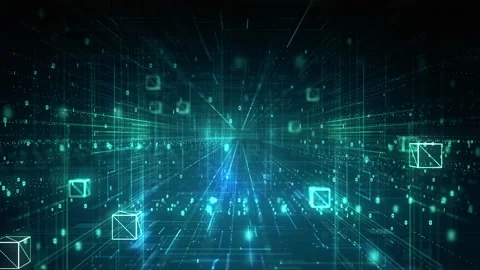Technology Blockchain Network Connections, Technology Digital Cyberspace Stock Footage 257515980