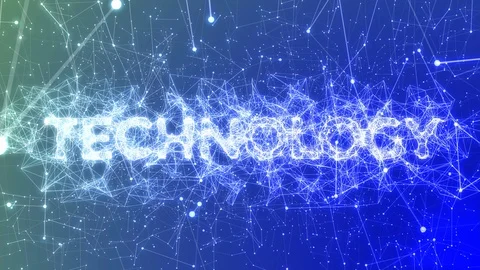 Technology in Blue - Animated Buzzword Concept, Plexus Network Connections Video stock 96222320