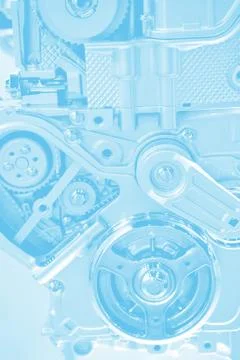 Technology blue background - engine elements / bluish background. 스톡 사진