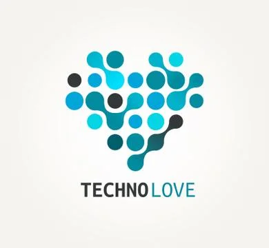 Technology blue heart Stock Illustration