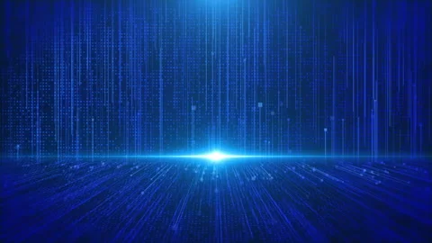 Technology blue line flow up and fly through moving in cyberspace concept. Stock Footage 237007824