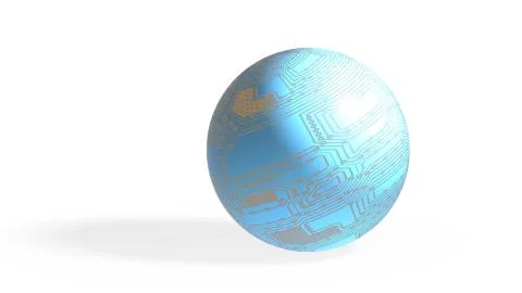 Technology blue planet with connection, 3d illustration Stock Illustration
