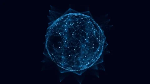 Technology blue sphere with connecting dots and lines. Network structure. Stock Footage 275863132
