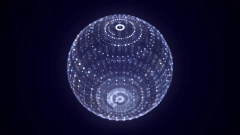 Technology blue sphere with connecting dots and lines. Digital structure. Stock Footage 310324006