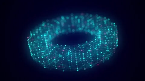 Technology blue torus with connecting dots and lines. Digital network structure. Stock Footage 310322637