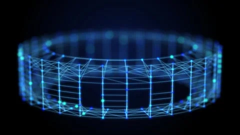 Technology blue torus with connecting dots and lines. Digital abstract. Stock Footage 313341165