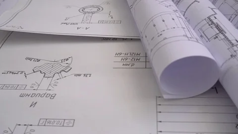 Technology blueprints. The part of engineering project. Stock Footage 111213380