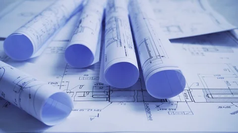 Technology blueprints. The part of engineering project. Stock Footage 111213537