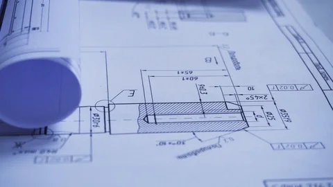 Technology blueprints. The part of engineering project. Stock Footage 111213563