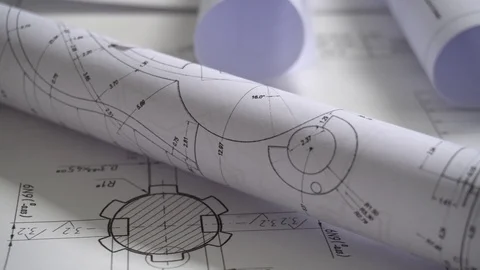 Technology blueprints. The part of engineering project. Stock Footage 111213570