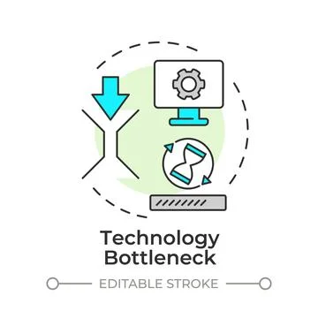Technology bottleneck flat linear concept icon Stock Illustration