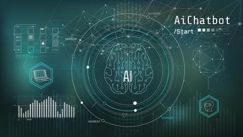 Technology brain and machine learning concept. Illustrazione stock