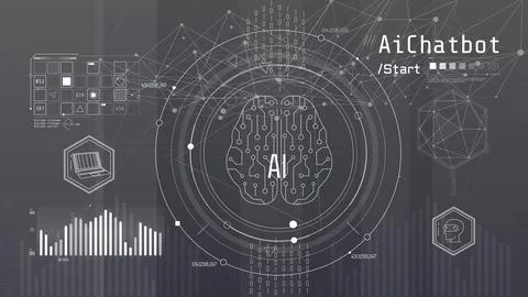 Technology brain and machine learning concept. イラスト素材
