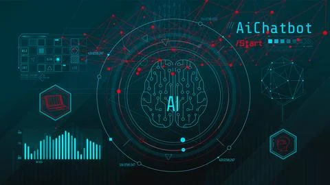 Technology brain and machine learning concept. Illustrazione stock