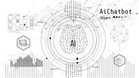 Technology brain and machine learning concept. 스톡 일러스트