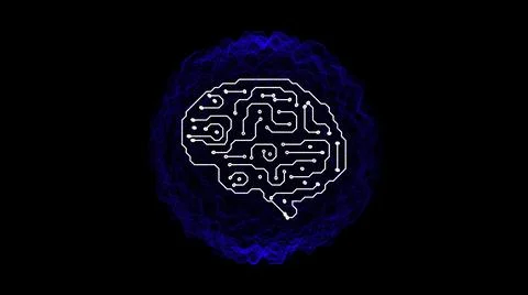 Technology brain background concept. Digital human mind like computer chip Stock-Illustration