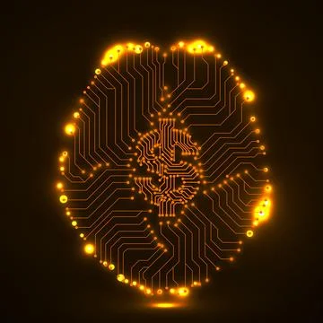 Technology brain with dollar sign inside, creative idea Stock Illustration