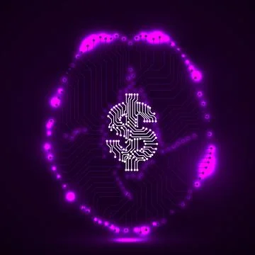 Technology brain with dollar sign inside, creative idea Stock Illustration