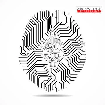 Technology brain with dollar sign inside isolated on white background, creati Stock Illustration