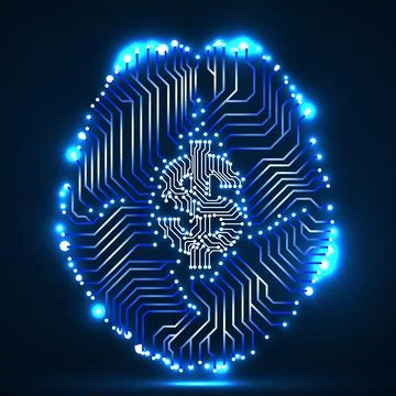 Technology brain with dollar sign inside, creative idea Stock Illustration