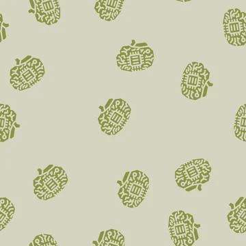 Technology brain glyph vector seamless pattern Stock Illustration