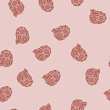 Technology brain line seamless pattern Stock Illustration